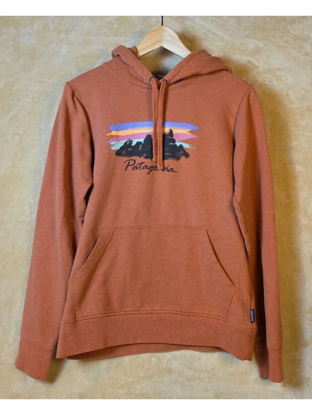 Patagonia Free Hand Fitz Roy Ahnya Hoodie Womens Medium Pullover Coral Orange